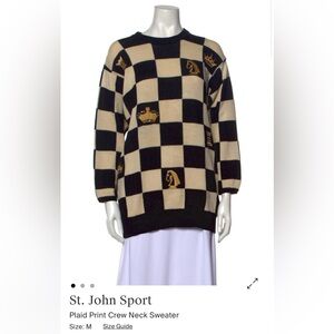 St. John Sport women’s medium chess print crew neck sweater